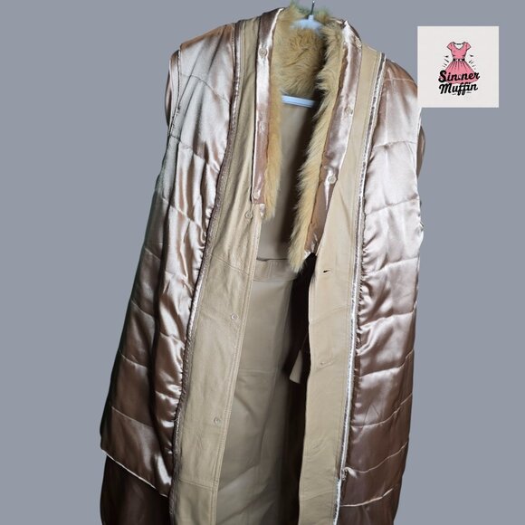 Terry Lewis Classic Luxuries Long 100% Leather and Faux Fur Trimmed Coat - Picture 13 of 16